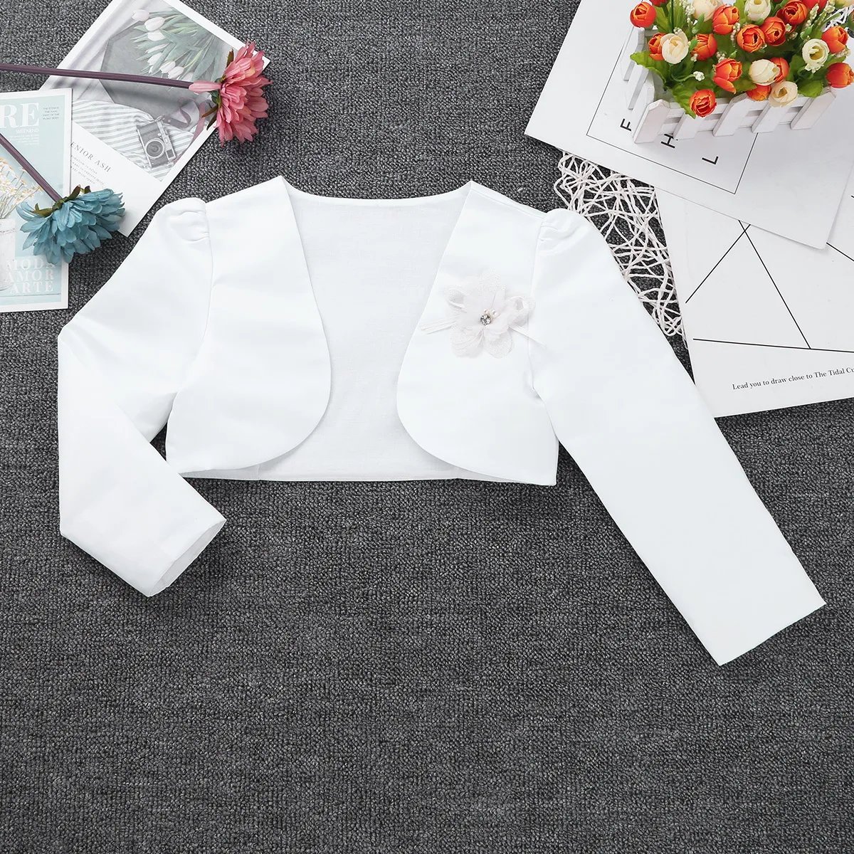 Chaqueta bolero floral de niña de manga larga para ceremonia - imagen 5