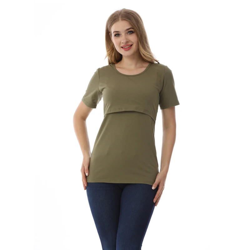 Camiseta de lactancia algodón manga corta para verano posparto