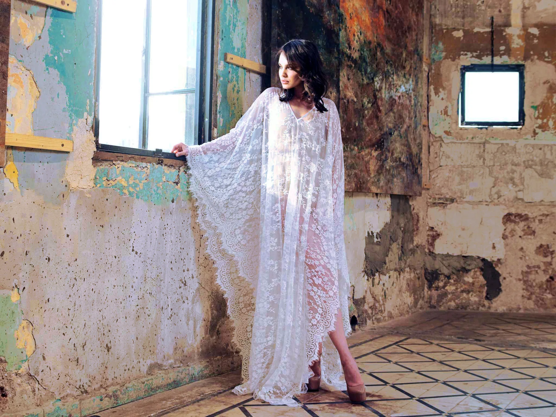 Vestido de tul para embarazo maxi en blanco