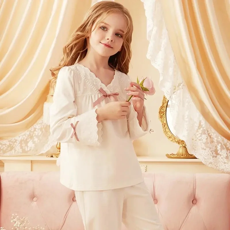 Pijama de algodón estilo princesa para niña manga larga - imagen 2