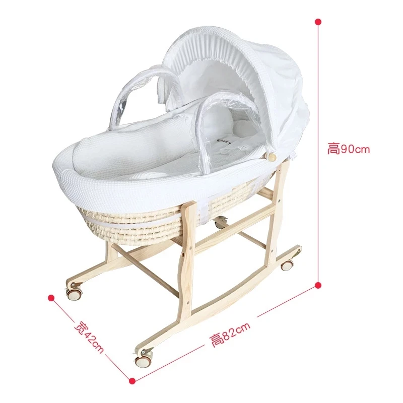 Moisés portátil de madera maciza con ruedas para bebé 0-24 meses - imagen 3