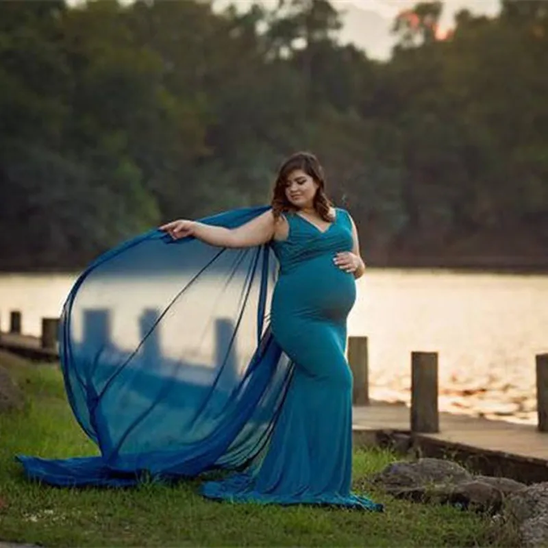 Vestido largo de gasa para embarazadas – Sesión de fotos