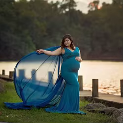 Vestido largo de gasa para embarazadas – Sesión de fotos