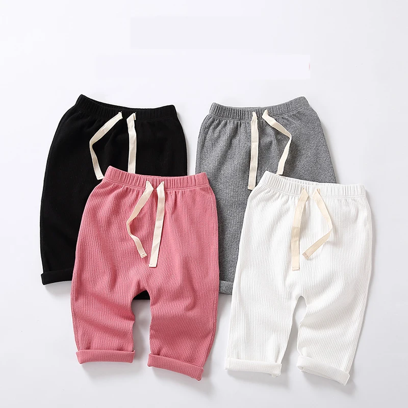 Pantalones de algodon para bebe con lazo - acanalados y elasticos - imagen 3