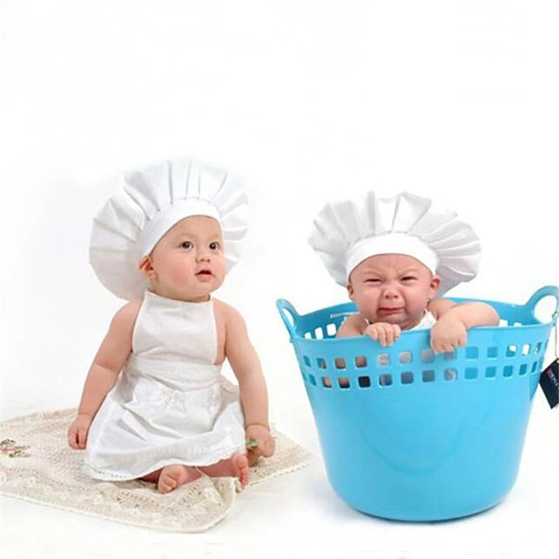 Disfraz de chef blanco para bebé con gorro y delantal de cocina - imagen 5
