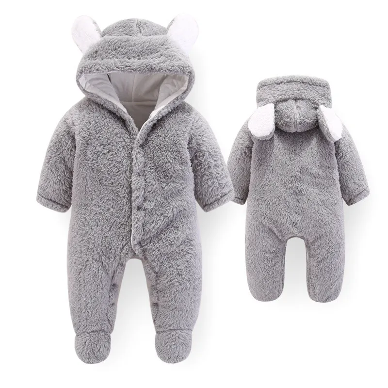 Pelele invierno para bebé con capucha – algodón suave manga larga