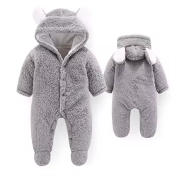 Pelele invierno para bebé con capucha – algodón suave manga larga