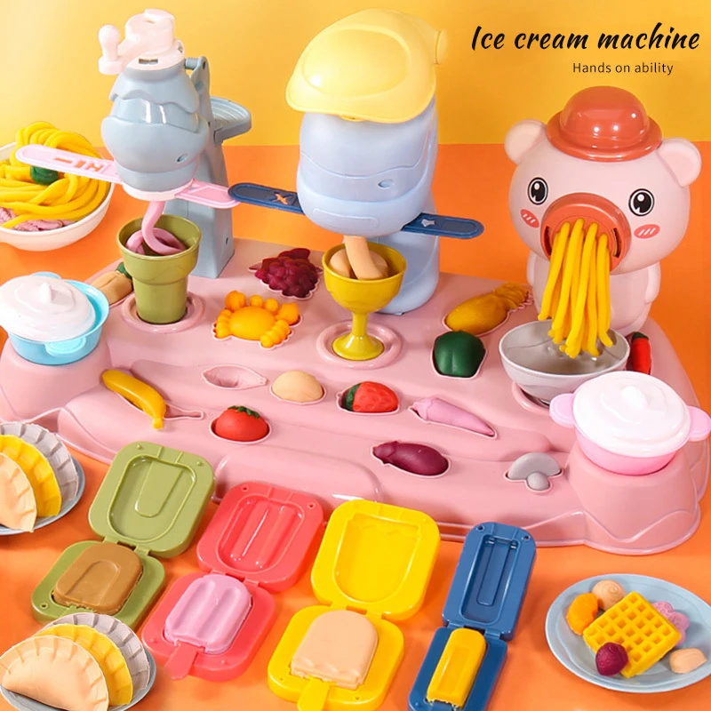Máquina de helados y fideos de plastilina para niños, juego - imagen 3