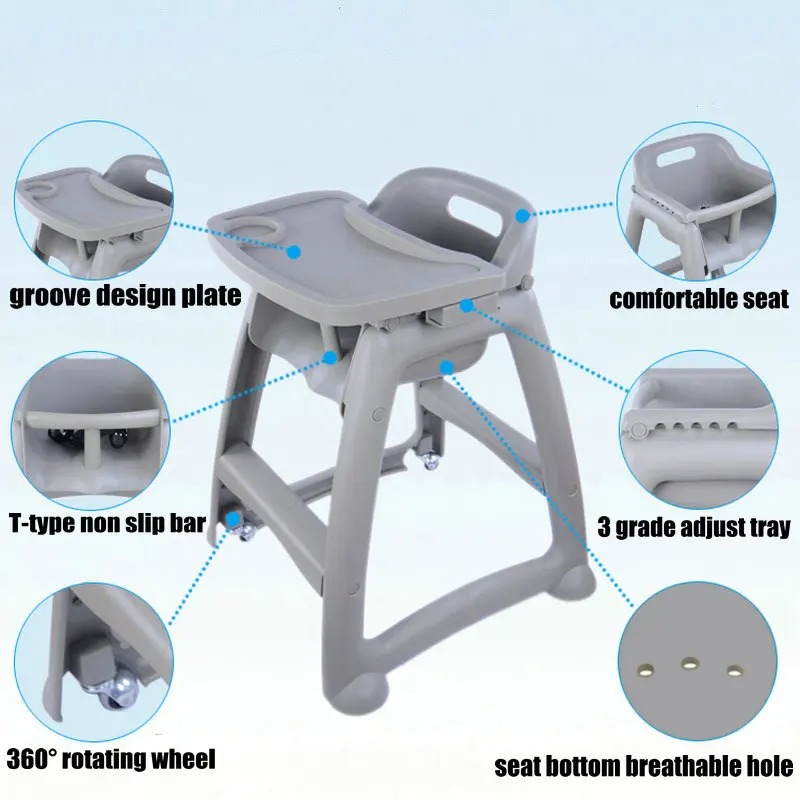 Trona comedor infantil plástico PP con bandeja ajustable para niños - imagen 2