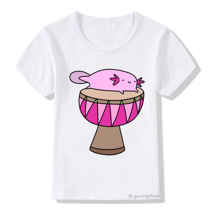 Camiseta Axolotl para niño con estampado africano de tambor – Algodón suave - imagen 5