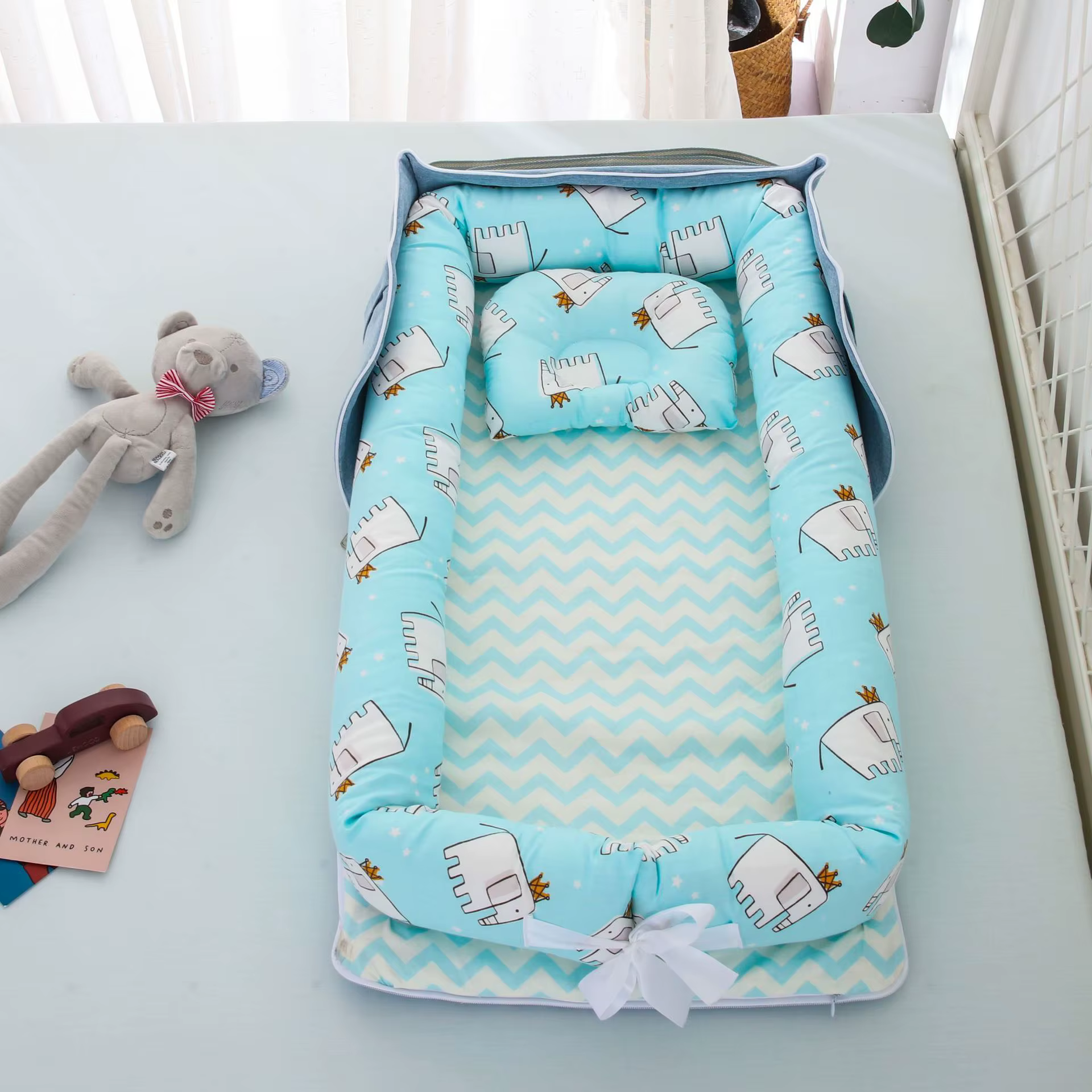 LazyChild Cama Nido Portátil para Bebés – Cuna de Viaje Algodón - imagen 3