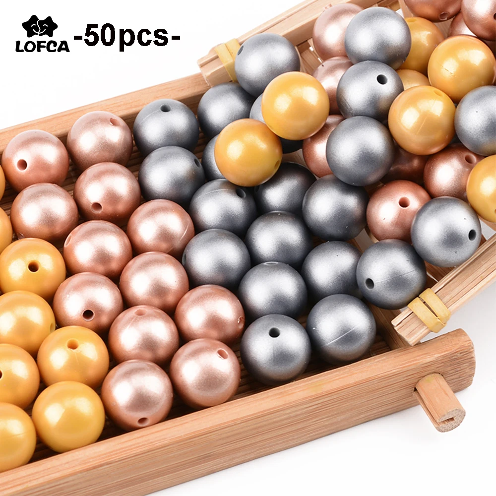 Cuentas de silicona para dentición con acabado dorado - 12/15 mm - imagen 5