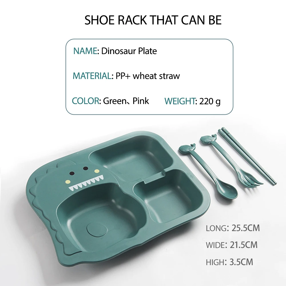 Juego de utensilios para niños con colores verde y rosa