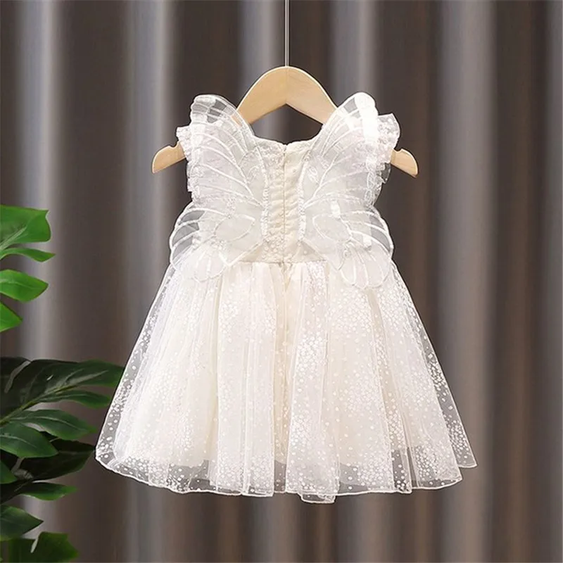 Vestido de princesa con alas de mariposa para niña – Encaje y lentejuelas - imagen 4
