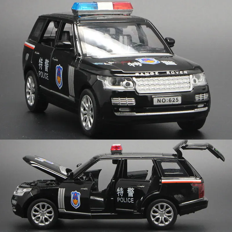Range Rover policía coche de juguete de aleación con luces