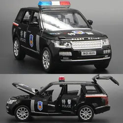 Range Rover policía coche de juguete de aleación con luces