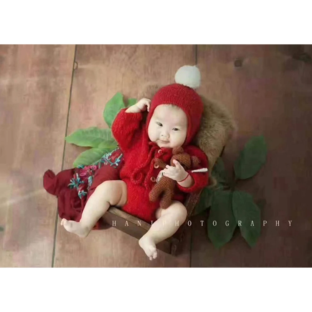 Conjunto de fotografía recién nacido rojo Navidad con gorro