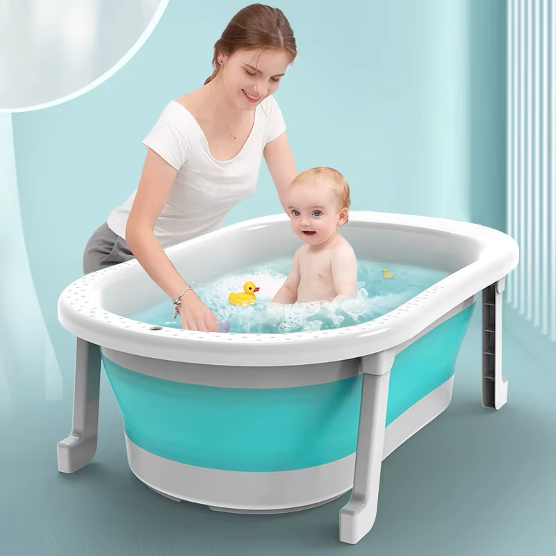 Bañera plegable de silicona para bebé con pie antideslizante - imagen 3
