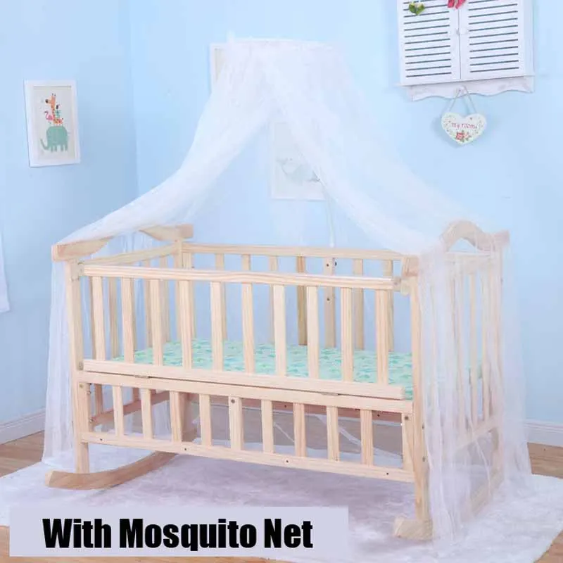 Cuna mecedora automática de pino natural con mosquitera y colcha - imagen 2