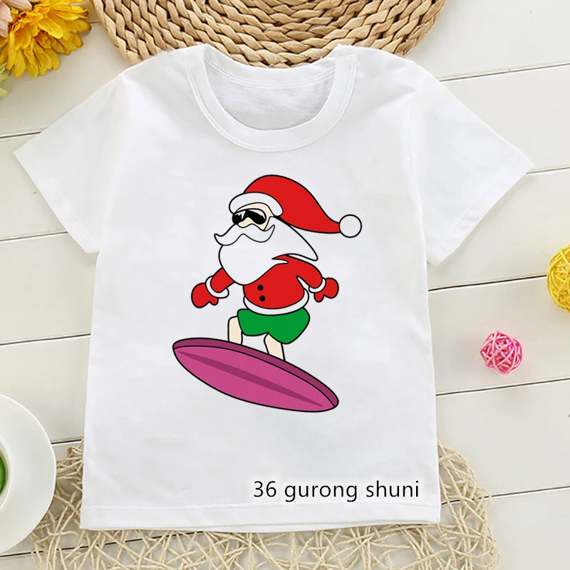 Camiseta navideña de Papá Noel para niños y niñas, Feliz Navidad