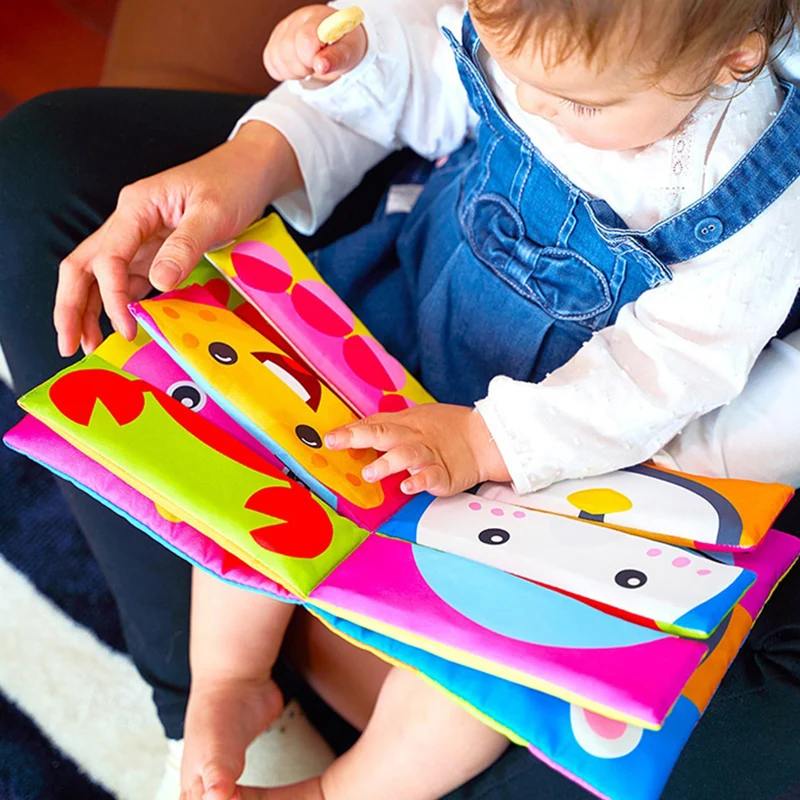 Libro de tela sensorial Montessori con animalitos para bebé - imagen 4