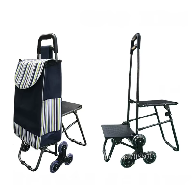 Carrito multiusos para subir escaleras con asiento plegable - Hogar