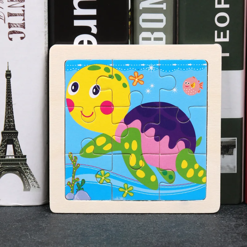 Rompecabezas de madera 11x11 cm - Tangram de animales para niños - imagen 4