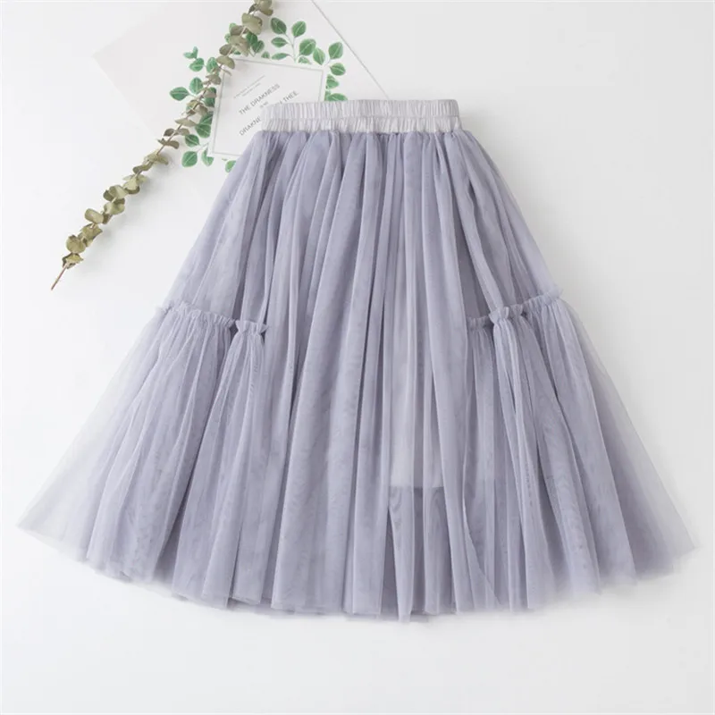 Falda plisada tutú de encaje algodón para niña – Negro, rosa y gris - imagen 3