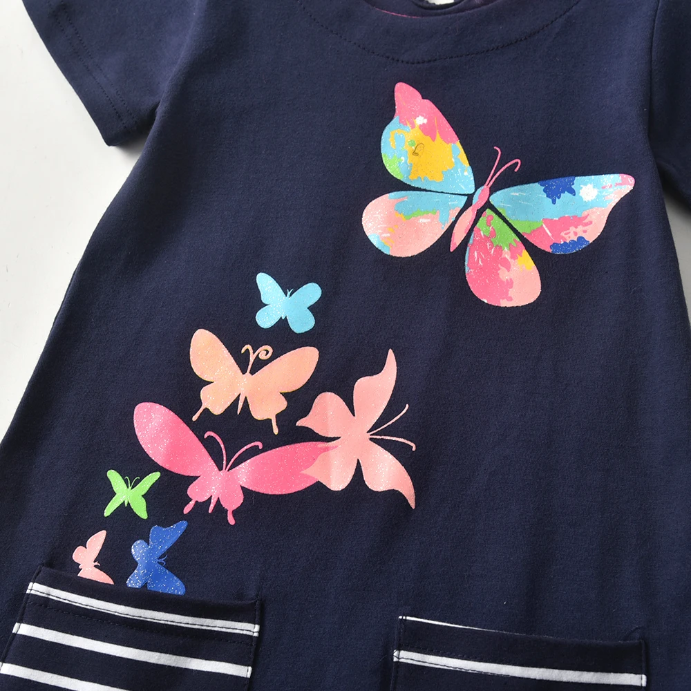 DXTON Vestido de algodón para niña verano con mariposas - imagen 5