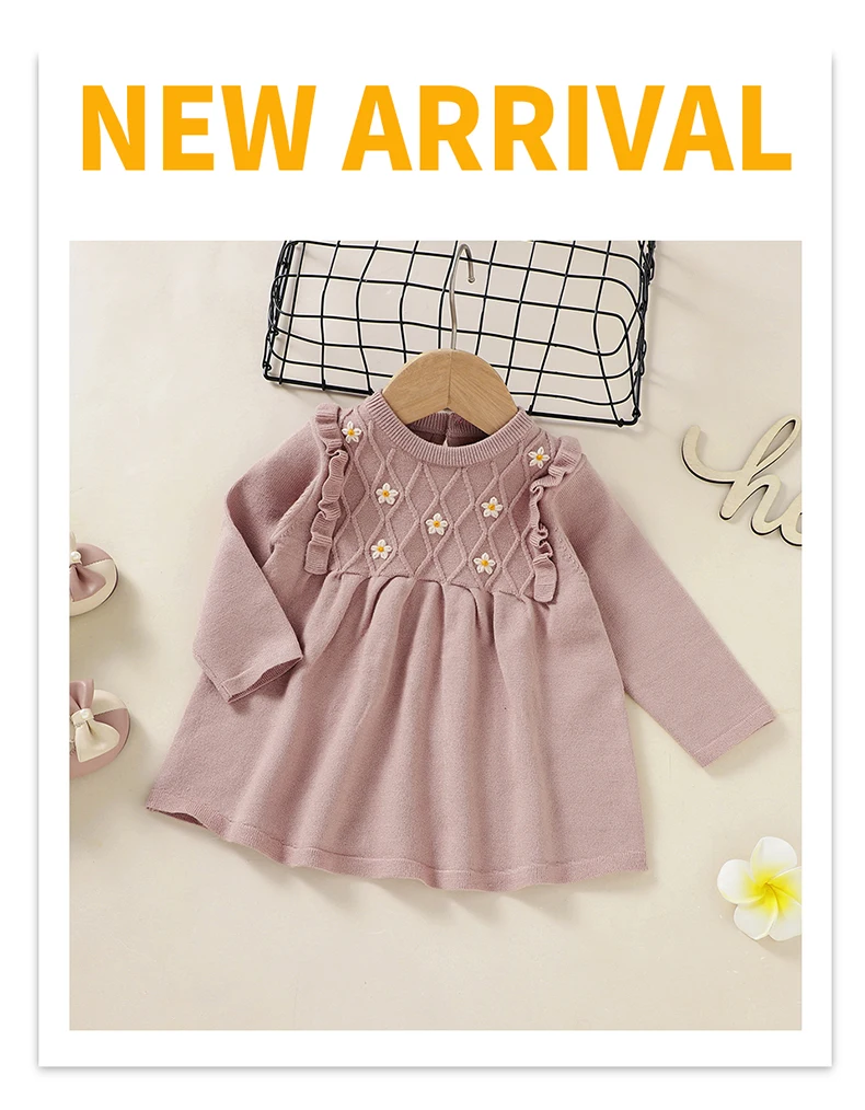 Vestido suéter de punto suave para bebé niña