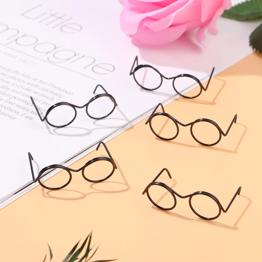 Gafas redondas metal retro Blythe para muñeca, montura sin lentes