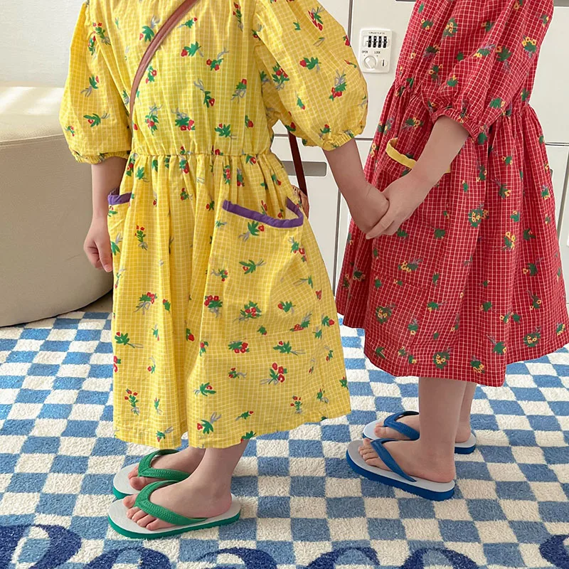 Vestido floral manga corta para nina – Primavera verano algodon - imagen 5