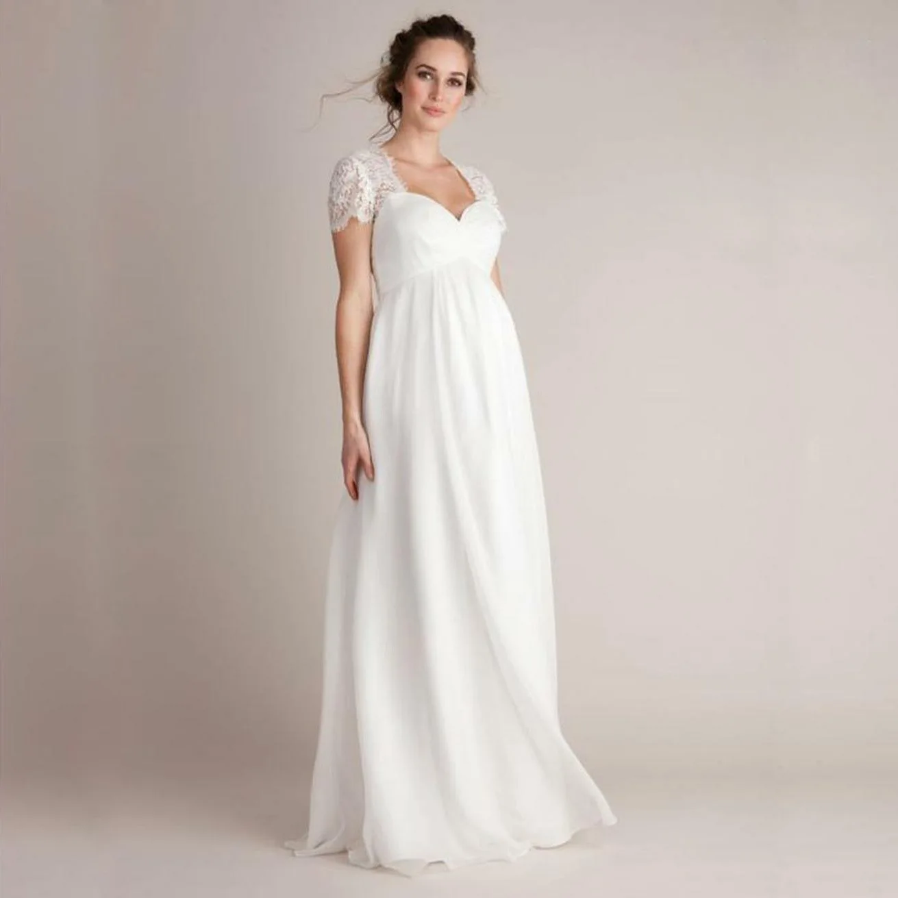 Vestido de maternidad para sesión de fotos – Estilo maxi con hombros descubiertos