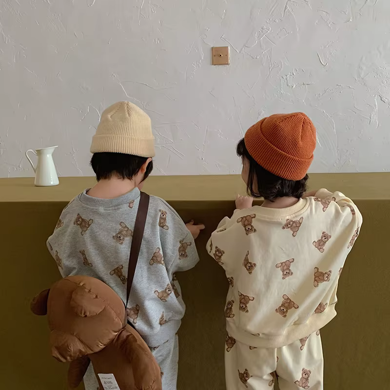 Conjunto sudadera con capucha y pantalón oso para niños - imagen 5