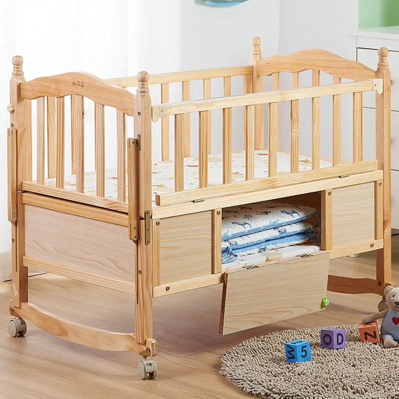 Cuna multifuncional de pino con mecedora - Incluye mosquitera convertible a cama - imagen 3
