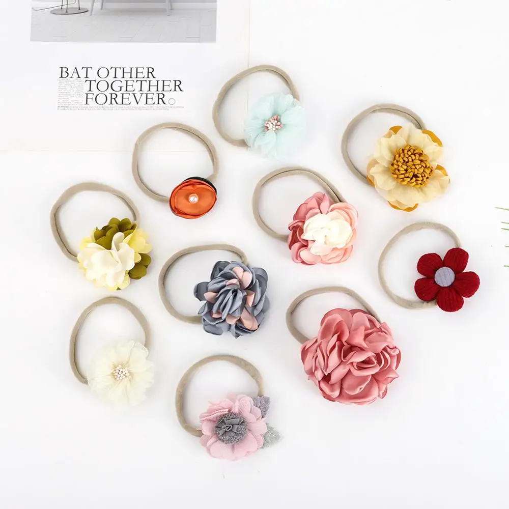 Diademas de flores para bebé – Elástico de nailon con lazo de leopardo - imagen 2