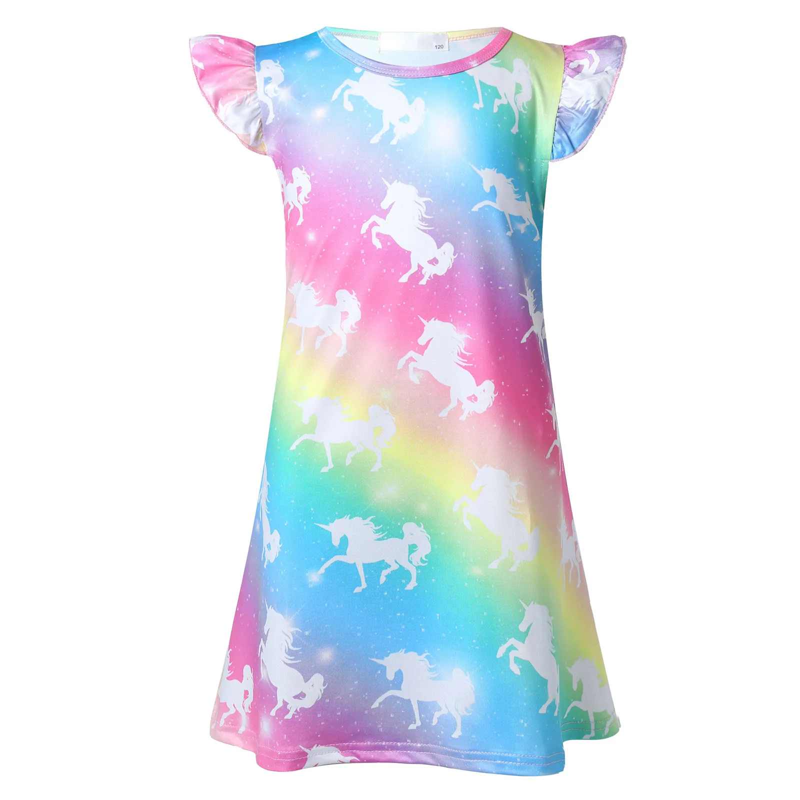 Camisón niña de arcoíris con volantes estilo princesa para dormir - imagen 4