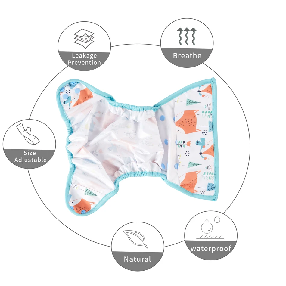 HappyFlute cubierta de panal reutilizable 3-15 kg - Estampado natural - imagen 4