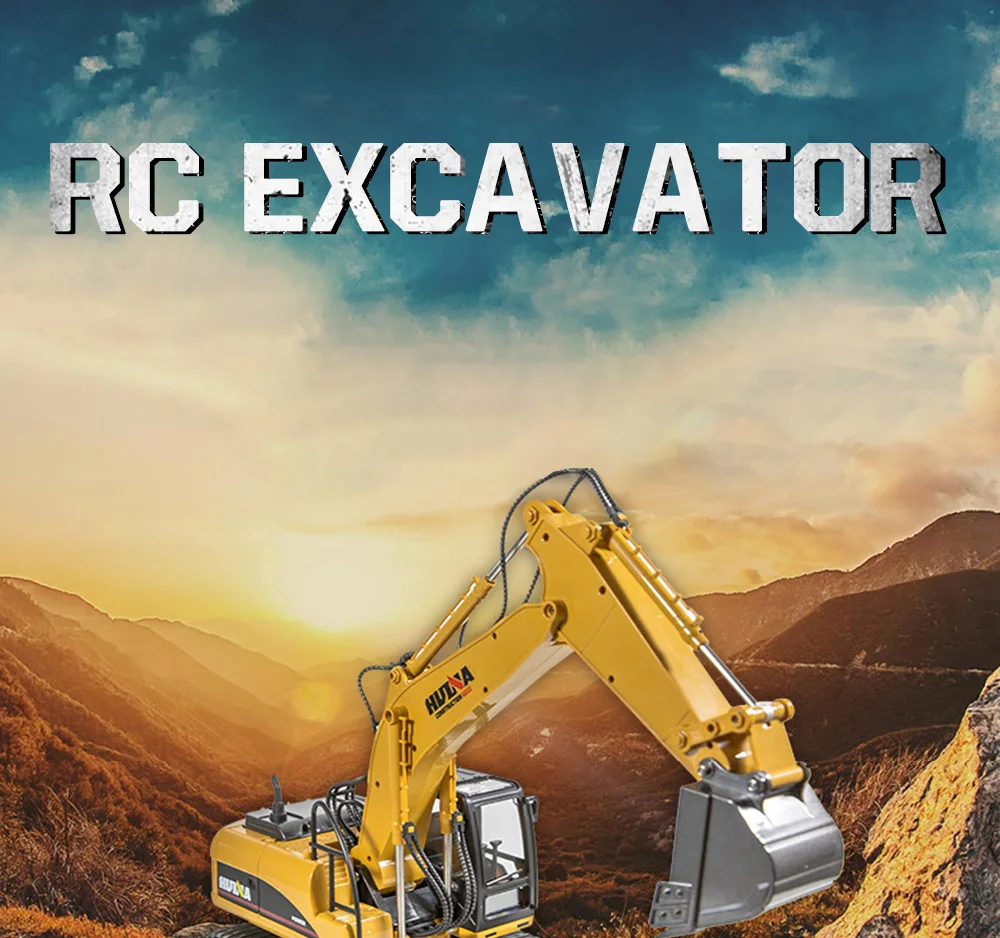 Excavadora HUINA 1535 1/14 en acción