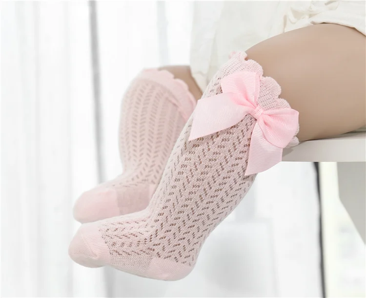 Calcetines de verano para bebé niña con lazo grande
