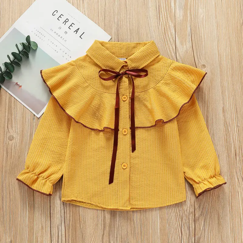 Blusa de algodón a rayas para niña con manga larga