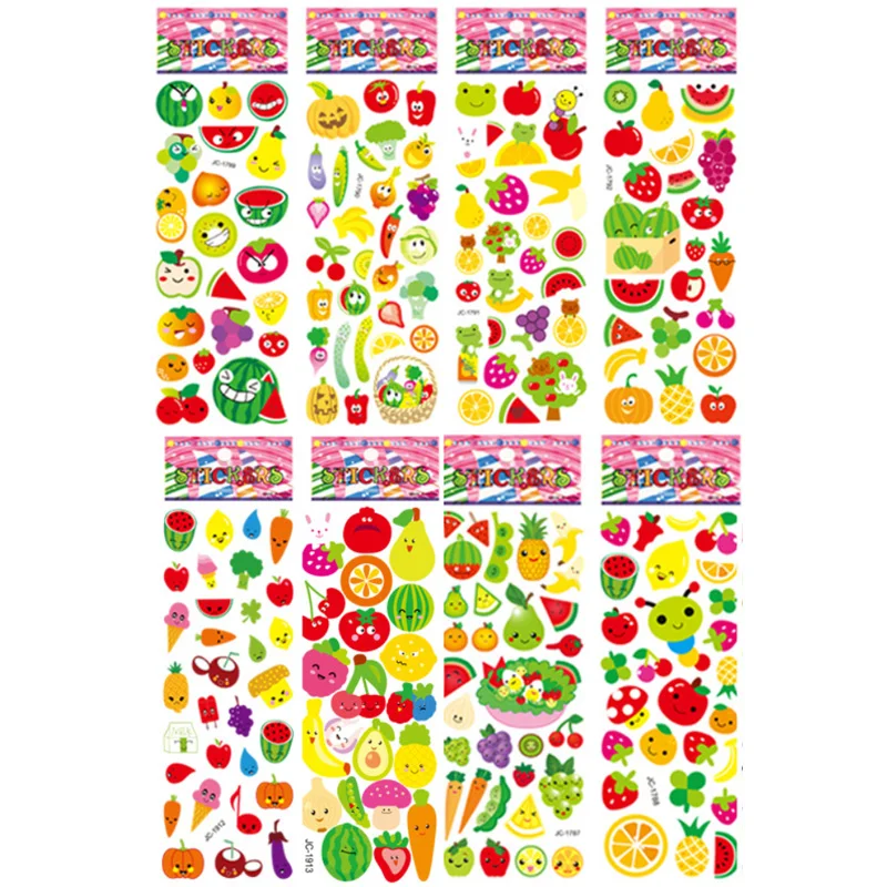 Pegatinas infantiles educativas con motivos de frutas y verduras