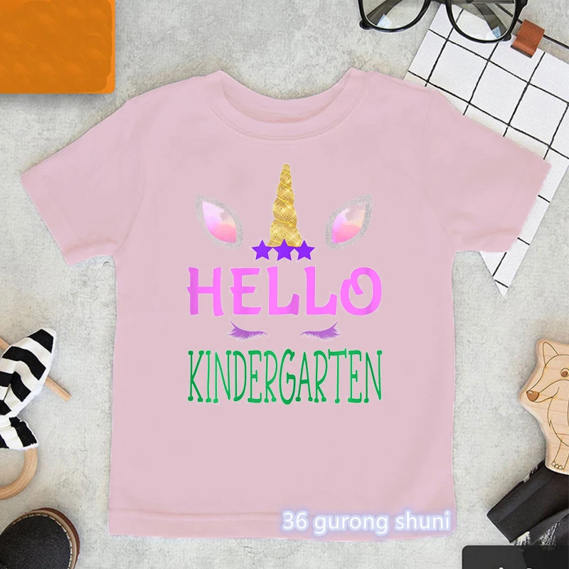 Camiseta rosa primer día de escuela con unicornio para niños - imagen 4