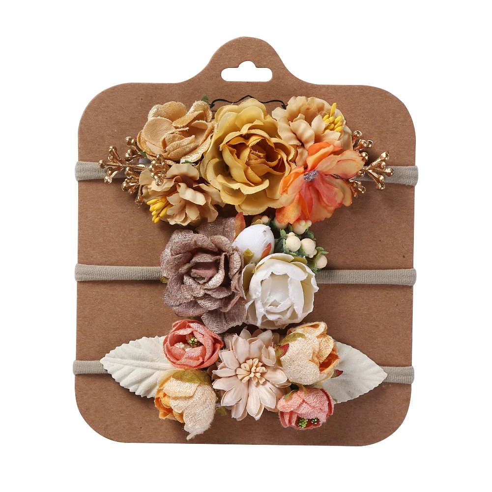 Diadema floral con perlas para bebé – Nylon elástico - imagen 2