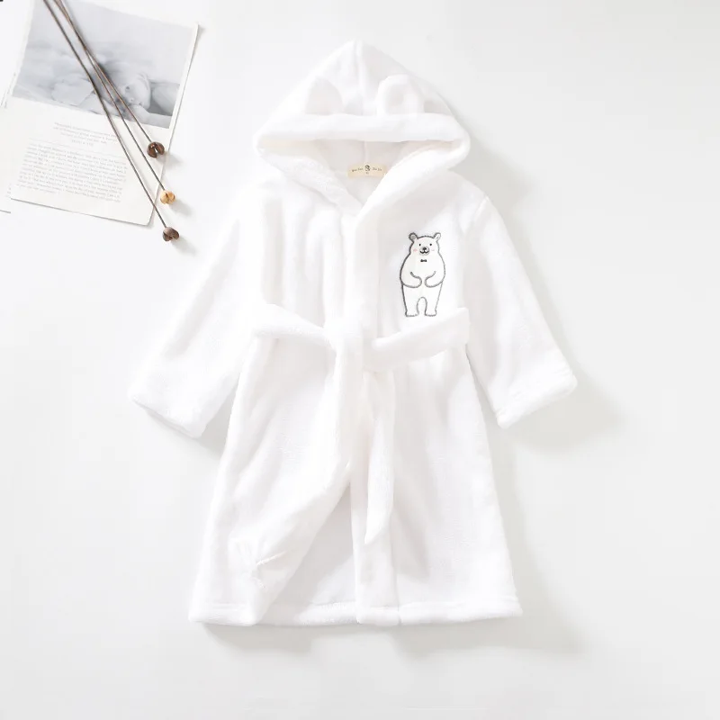 Albornoz de franela con capucha para niños y niñas - imagen 4