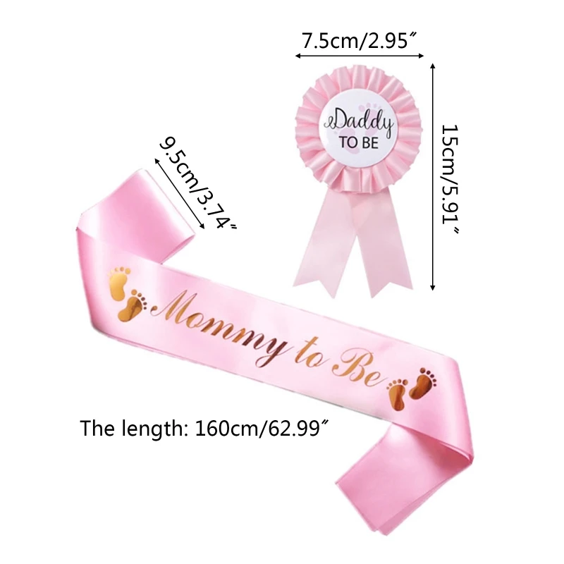 Kit completo de faja Mommy to Be y pin Daddy to Be