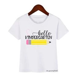 Camiseta Hello Kindergarten unicornio para niña negro