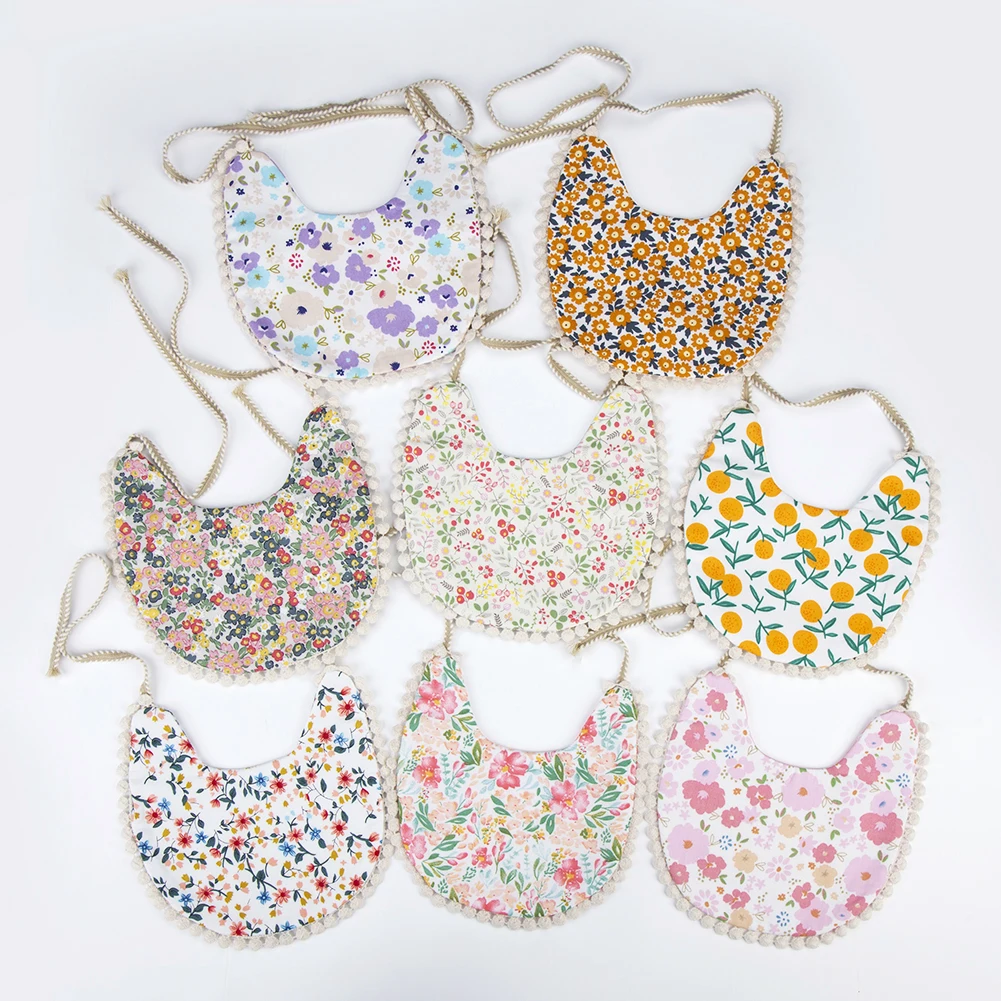 Baberos para bebé de lino y algodón – Dos capas con estampado floral