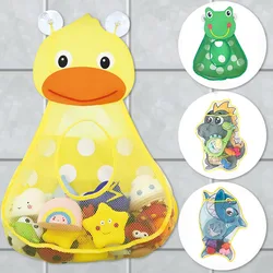 Juguetes de baño para bebé, bolsa organizadora rana y pato con red