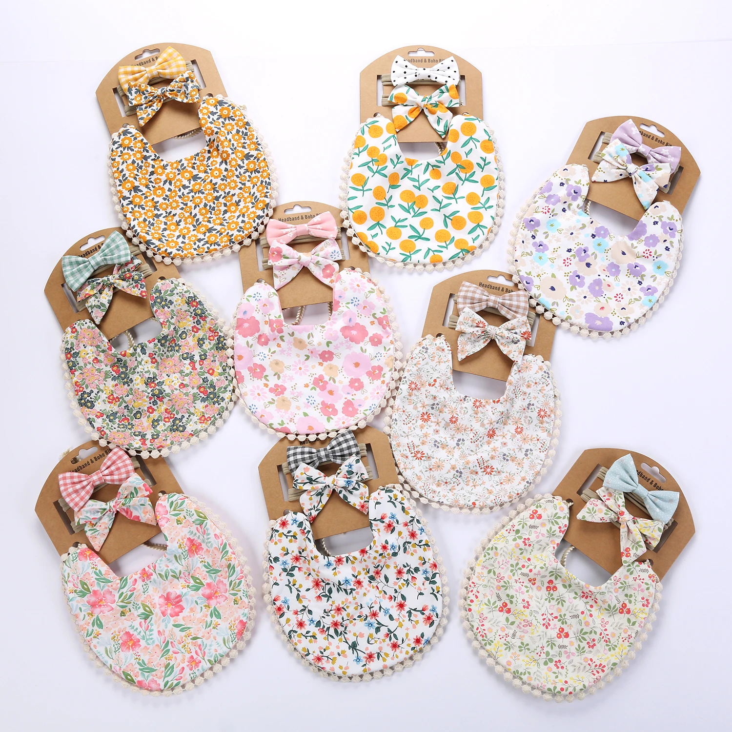 Baberos bandana antibacterianos de algodon con flores para bebe - imagen 5
